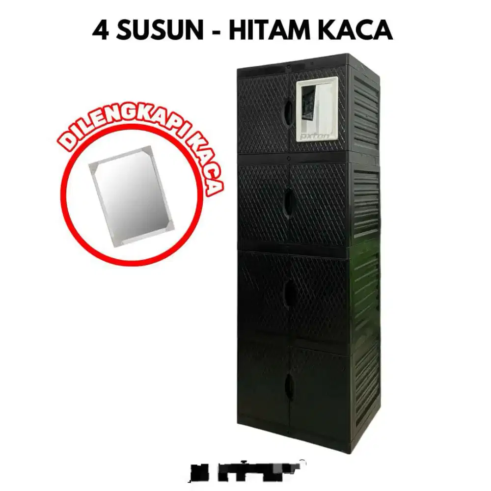 Lemari pakaian 4 susun kaca