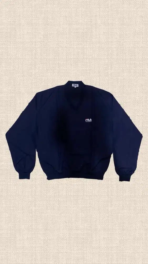 Switer Parasut Fila / Unisex / Biru Dongker / Over Size