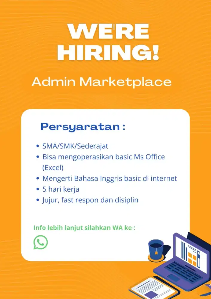 Loker Dibutuhkan 1 Admin Untuk Marketplace Jogja