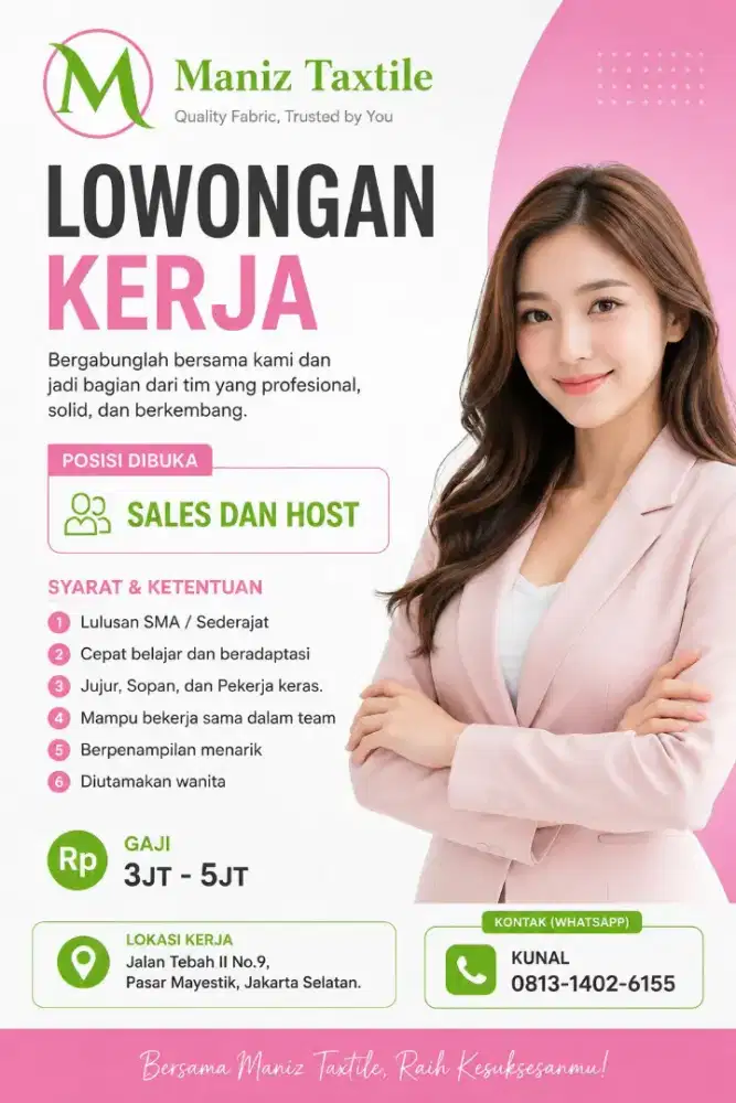 Dibutuhkan sales dan host live