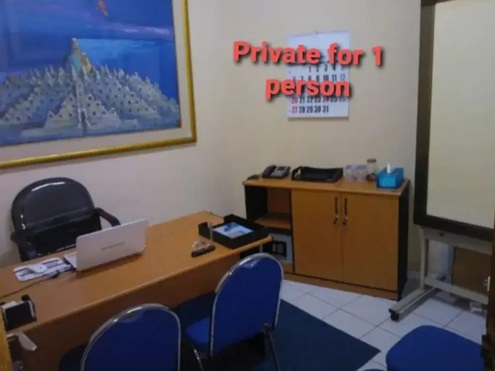 MURAH Sewa Ruang Kantor Private untuk 1 Org dgn 3 Kursi All In di Kota BANDUNG