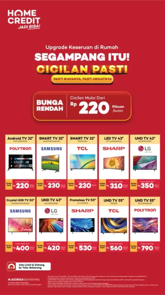 Cicilan televisi murah mulai dari 220.000/bulan