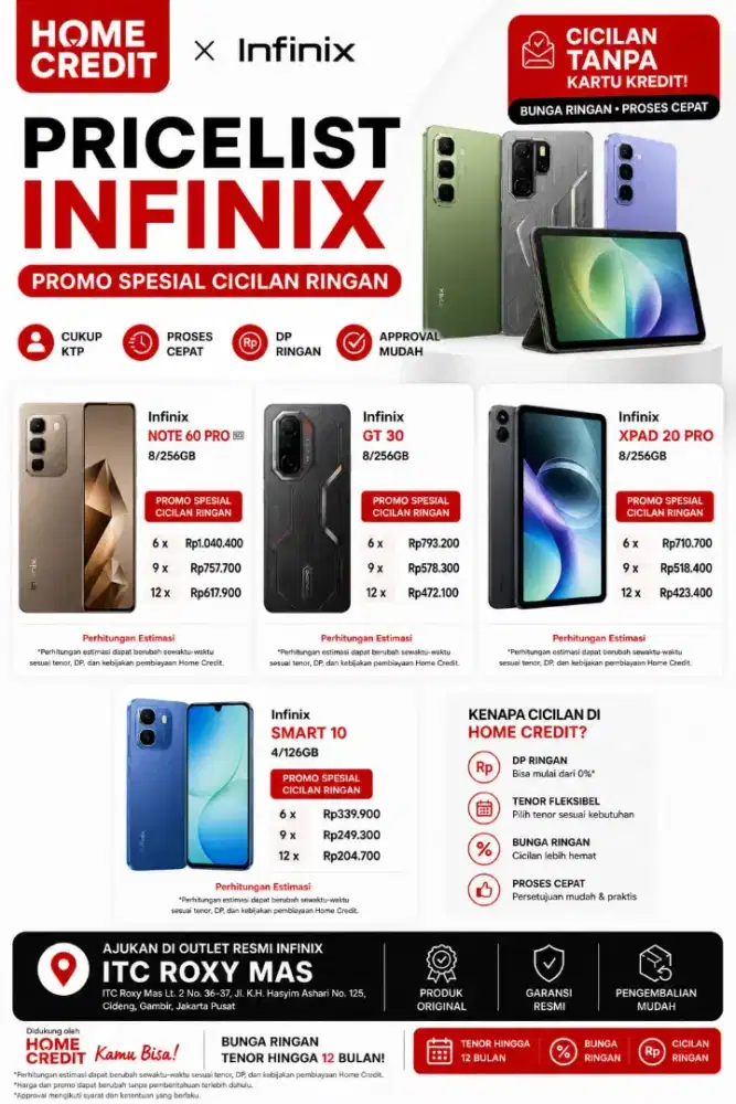 Kredit handphone murah ITC Roxy mas Jakpus syarat KTP aja