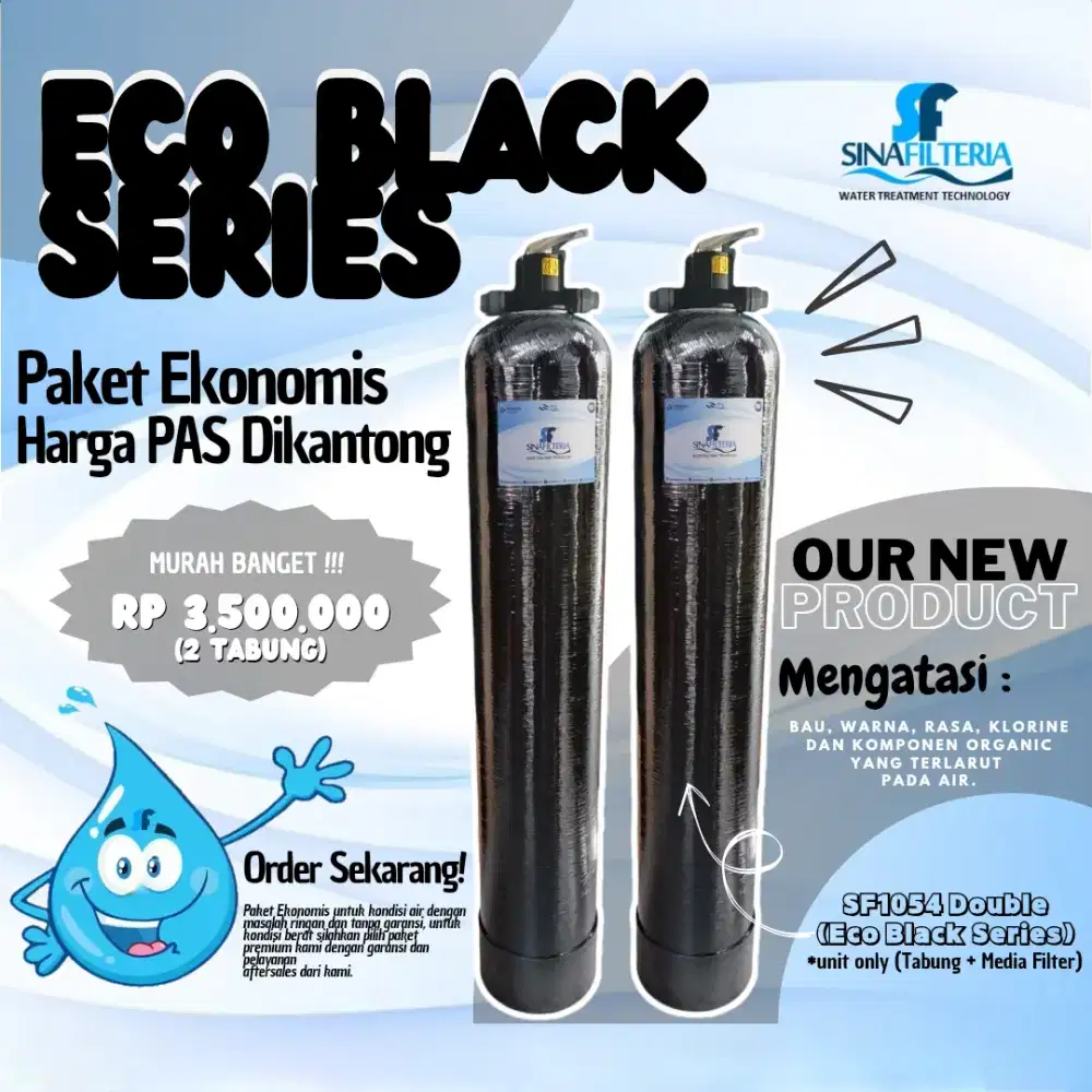 Filter Air SUMUR, WTP/ PDAM Rumah Tangga Paket Eco Black Series Double