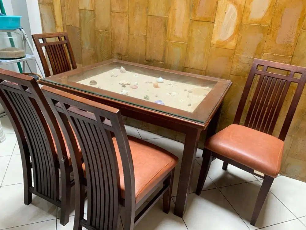Meja makan set kayu jati
