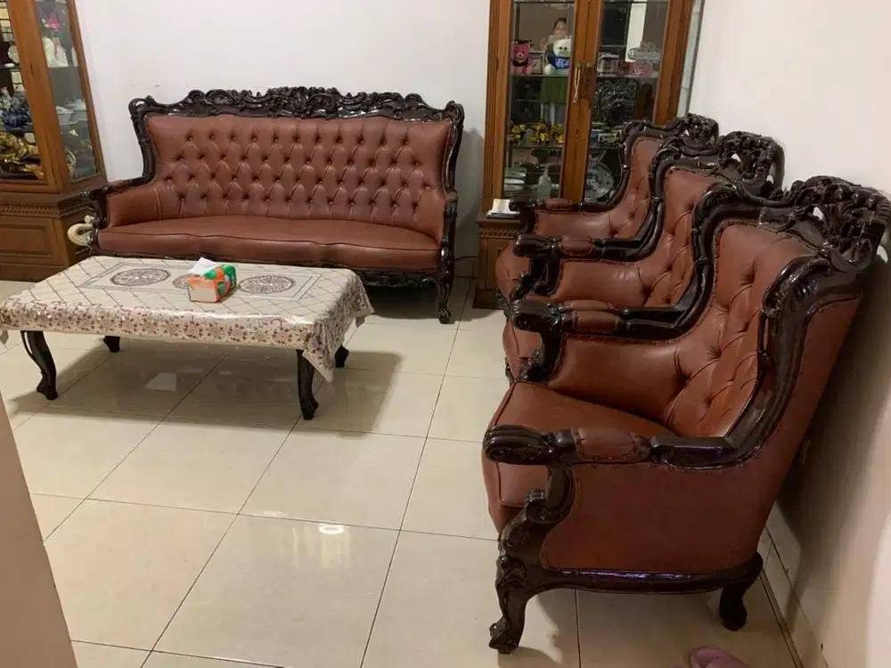 Meja kursi tamu jati asli