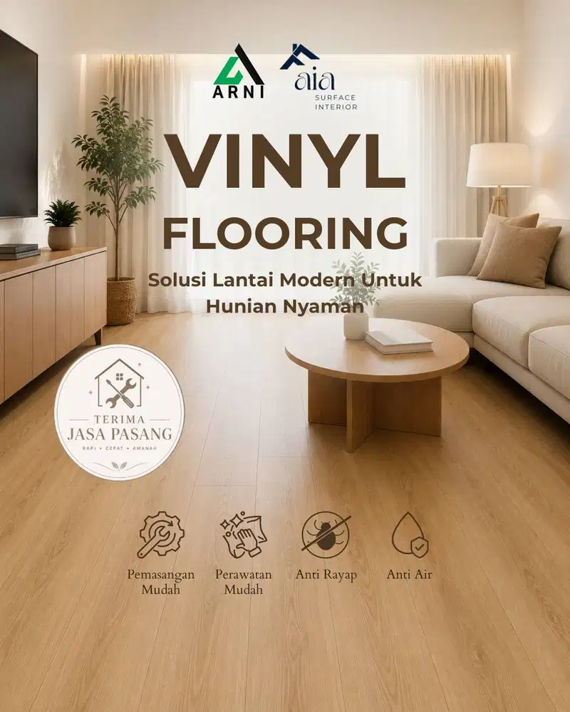 Vinyl Lantai 2mm 24 Pcs Motif Kayu | Anti Air Anti Rayap Flooring PVC