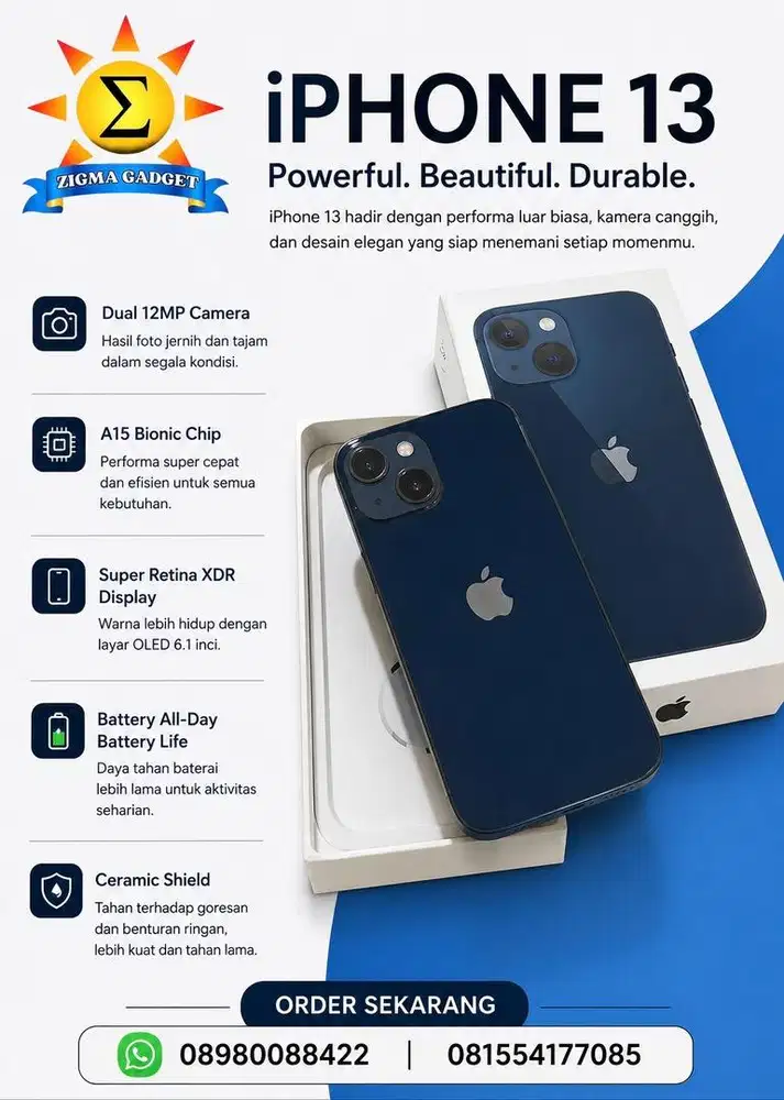 Iphone 13 128 Resmi Mulus Fullset Ori Garansi Aktif