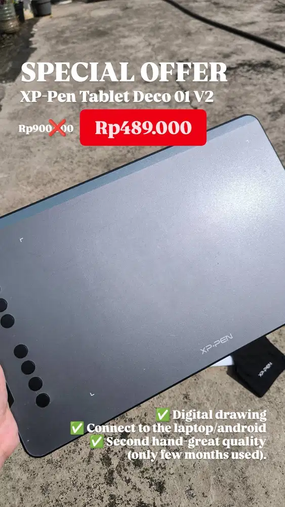 Drawing Pen Tablet XP Pen Deco 01 V2 - Tablet Gambar Second