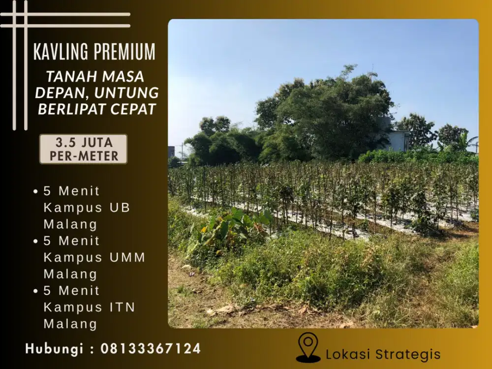 5 Menit Kampus UNISMA Malang Jalan Paving 6 Meter Tanah Siap Bangun Cocok Bangun Kos Kosan
