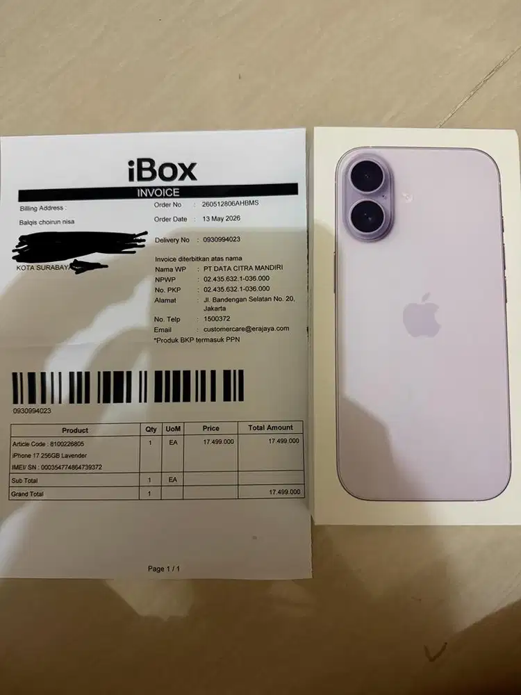 IPHONE 17 BNIB 256 GB lavender