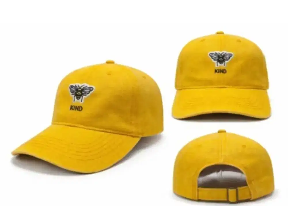 Topi bee kind yellow bahan canvas