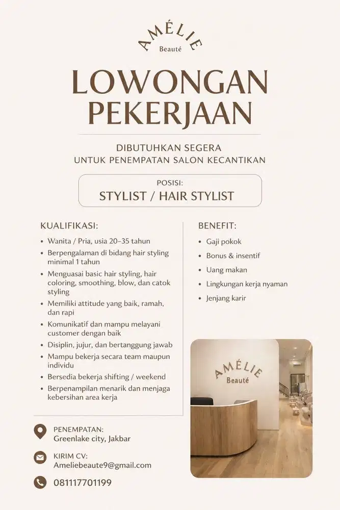 DIBUTUHKAN SEGERA HAIR STYLISH
