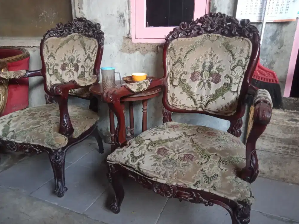 Bangku pengantin jati ukiran lama 2 bangku