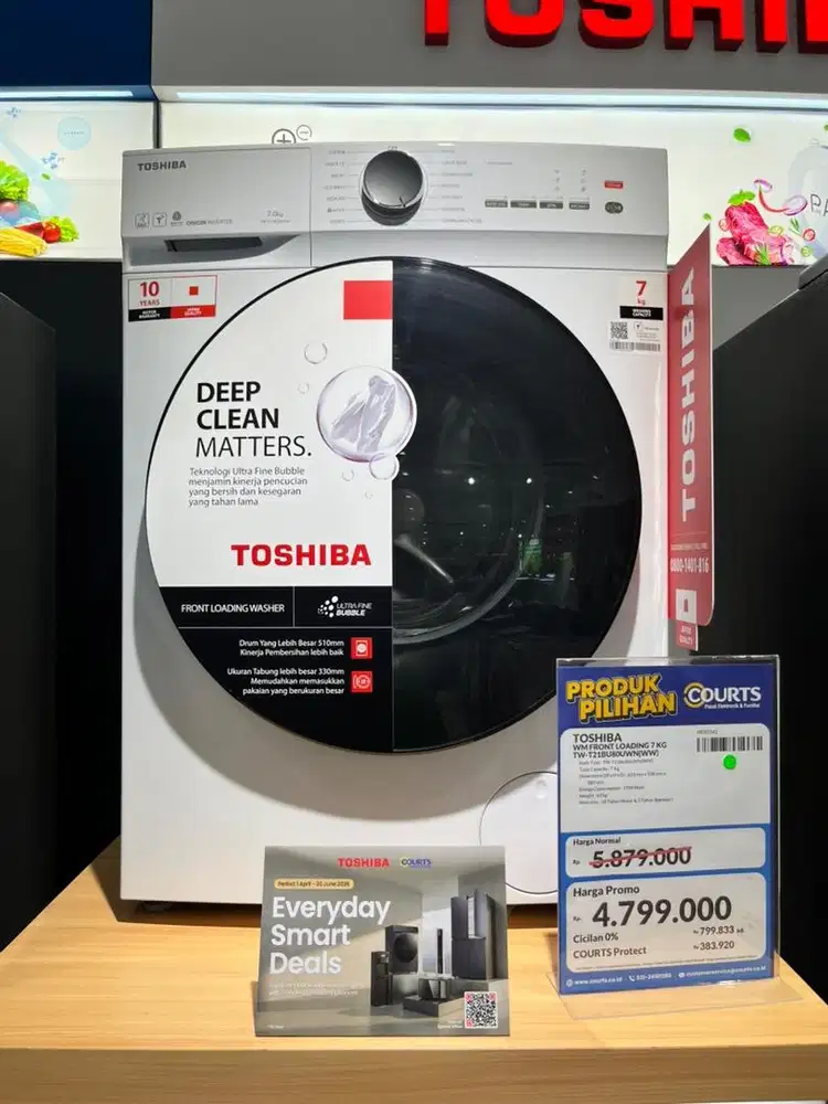 TOSHIBA WM FRONT LOADING 7 KG, BISA CICILAN 0%