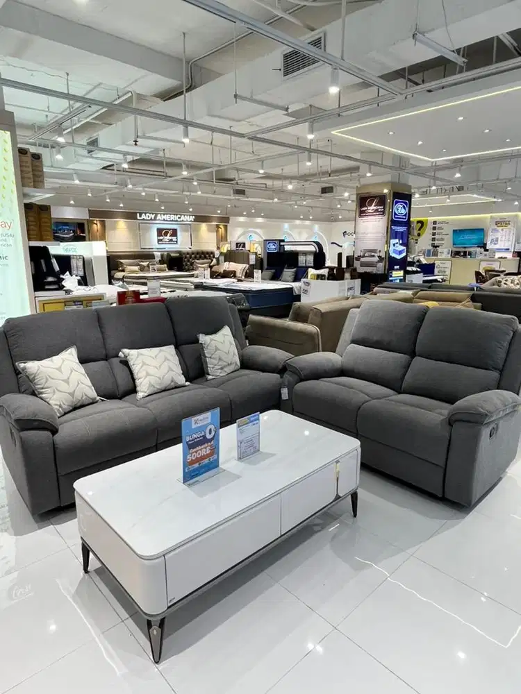 RECLINER 3 ST FABRIC GREY NEW ZAYN, BISA CICILAN 0%