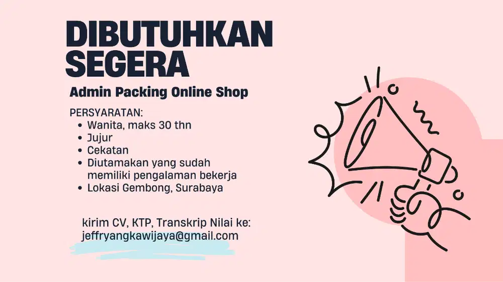 LOWONGAN KARYAWATI KERJA STAFF PACKING ONLINE