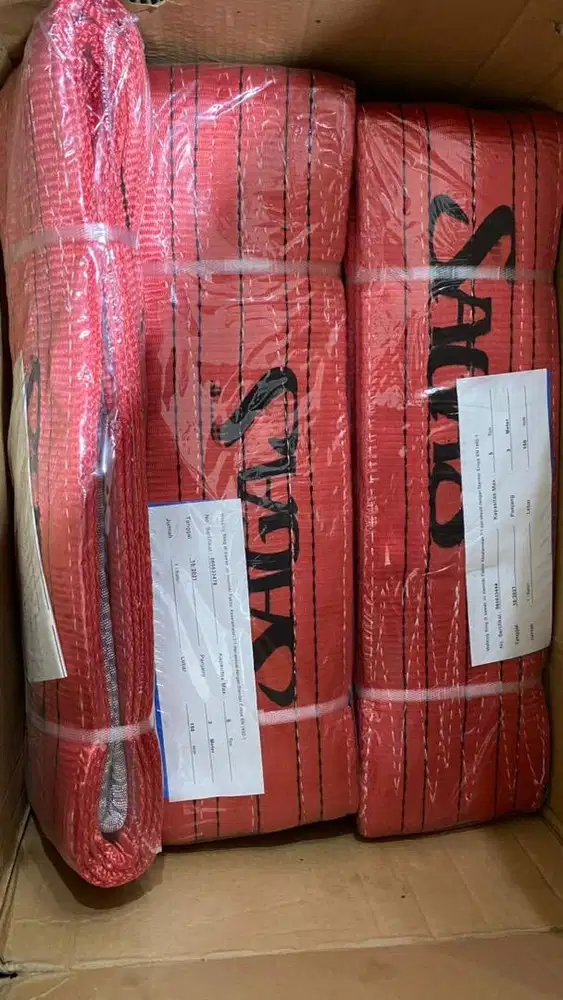 Webbing Sling Belt 5 ton x 4 meter SF 7:1 Tali Angkat Double Ply 2eye