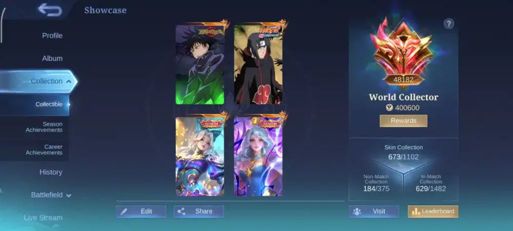 AKUN MLBB MOBILE LEGEND WORLD COLLECTOR