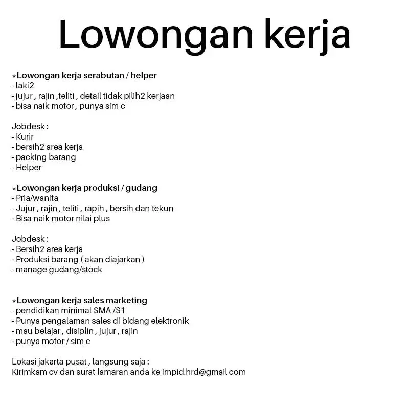 LOKER OB/serabutan
