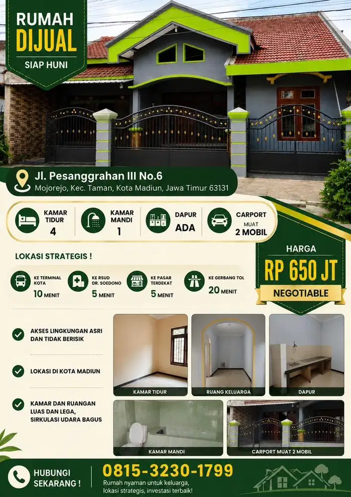 JUAL CEPAT RUMAH KOTA MADIUN STRATEGIS