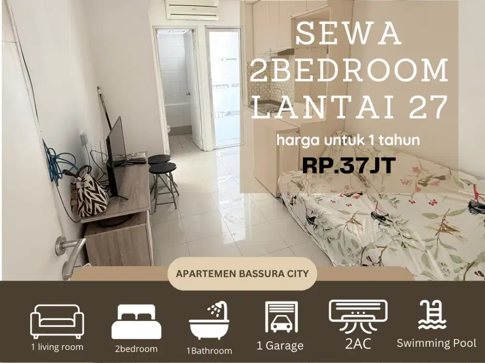 sewa 2kamar semi furnished apartemen bassura city