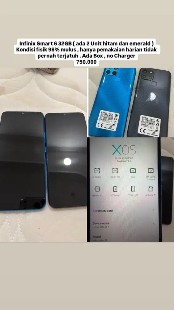 Infinix Smart 6 ( total ada 2 unit ) harga tertera satuan