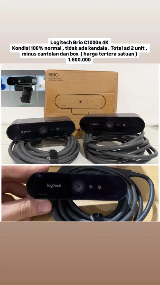 Logitech Brio C1000e 4K ( total ad 2 Unit , harga tertera satuan )