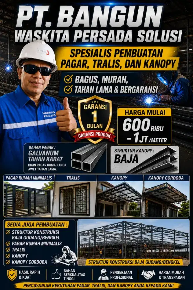 Jasa Pembuatan Konstruksi Baja Gudang/Bengkel