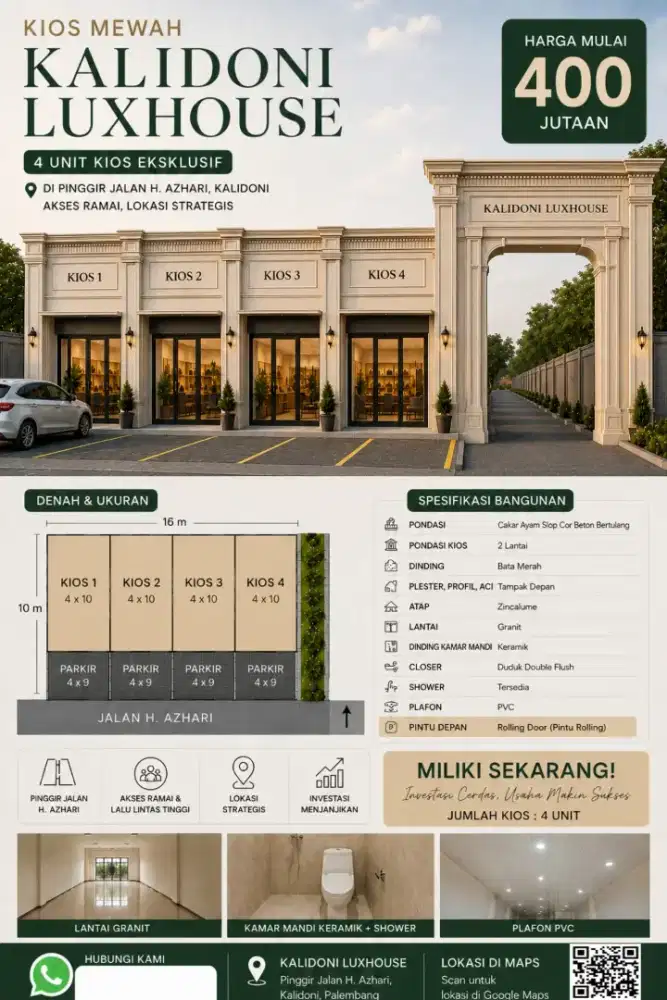Kios Mewah Kalidoni Luxhouse Pinggir Jalan H. Azhari | Cocok Usaha