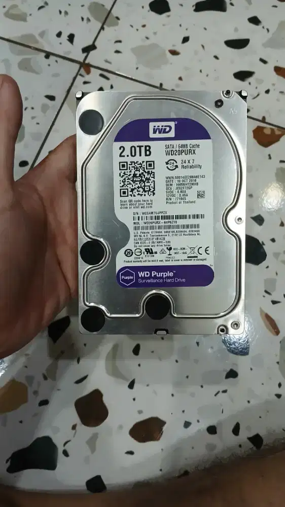 Handisk HDD WD Purple 2 TB tidak pernah di pakai rare