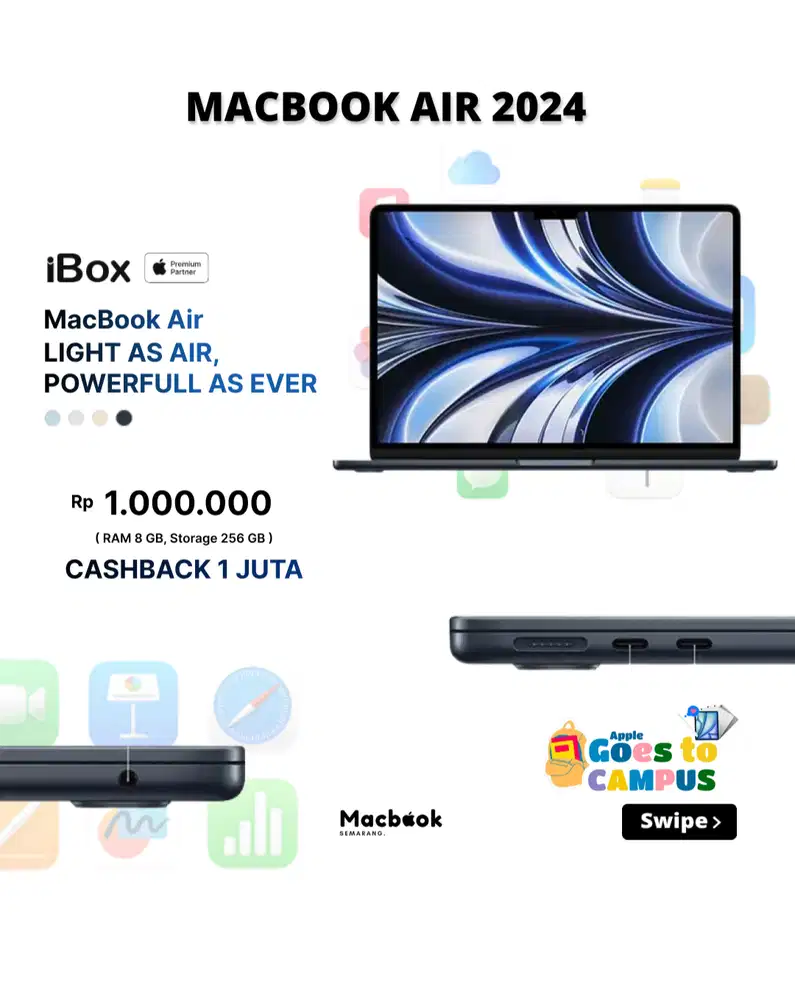 Macbook Air M3 RAM 8/256 GB 15 inch