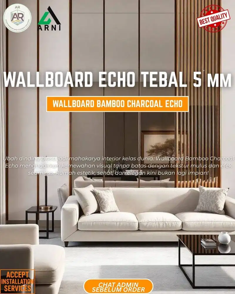 Wallboard Echo Tebal 5 mm | Wallboard Bamboo Charcoal | Ecofriendly