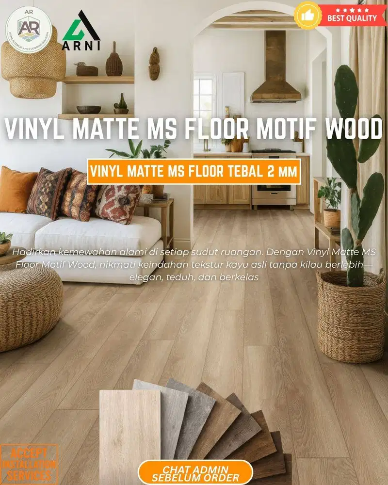 Vinyl Matte Ms Floor Motif Wood | Tebal 3 mm | Anti Rayap & Anti Air