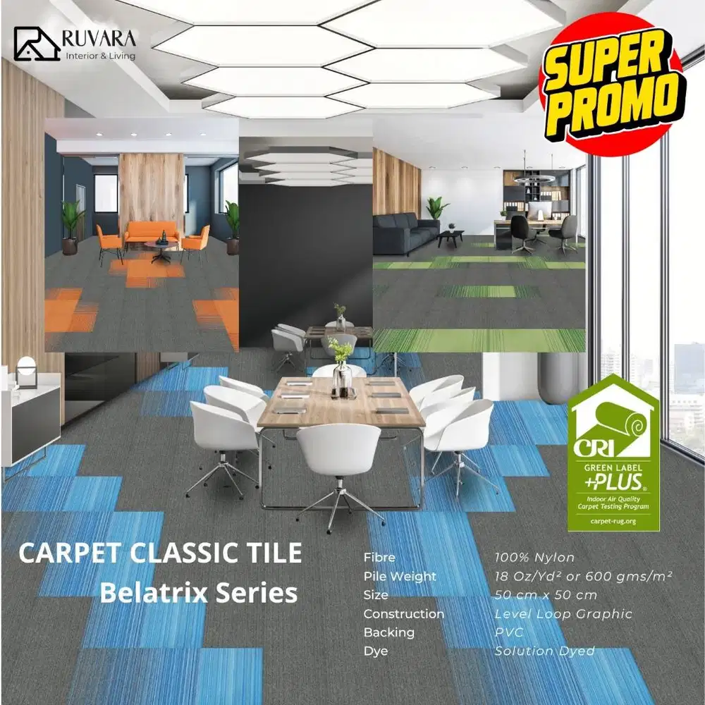 Karpet Tile Classic Belatrix Series 50x50 cm – Nylon PVC Backing