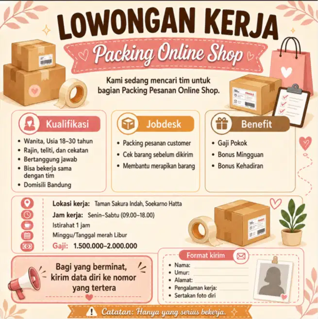 Lowongan Kerja Packing Online Shop