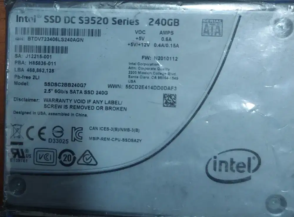 Ssd Intel 240GB dan 960GB