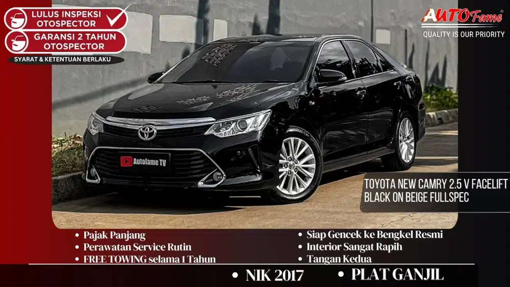 Toyota New Camry 2.5 V Facelift NIK 2017 Black On Beige Fullspec