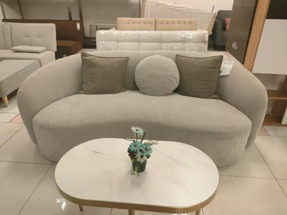 sofa 3 seat fabric cashew