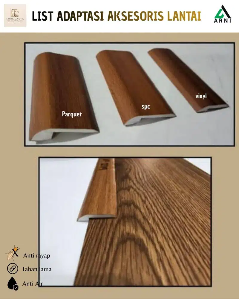 Akesoris lantai list adaptsi vinyl,spc,parquet mudah pasang