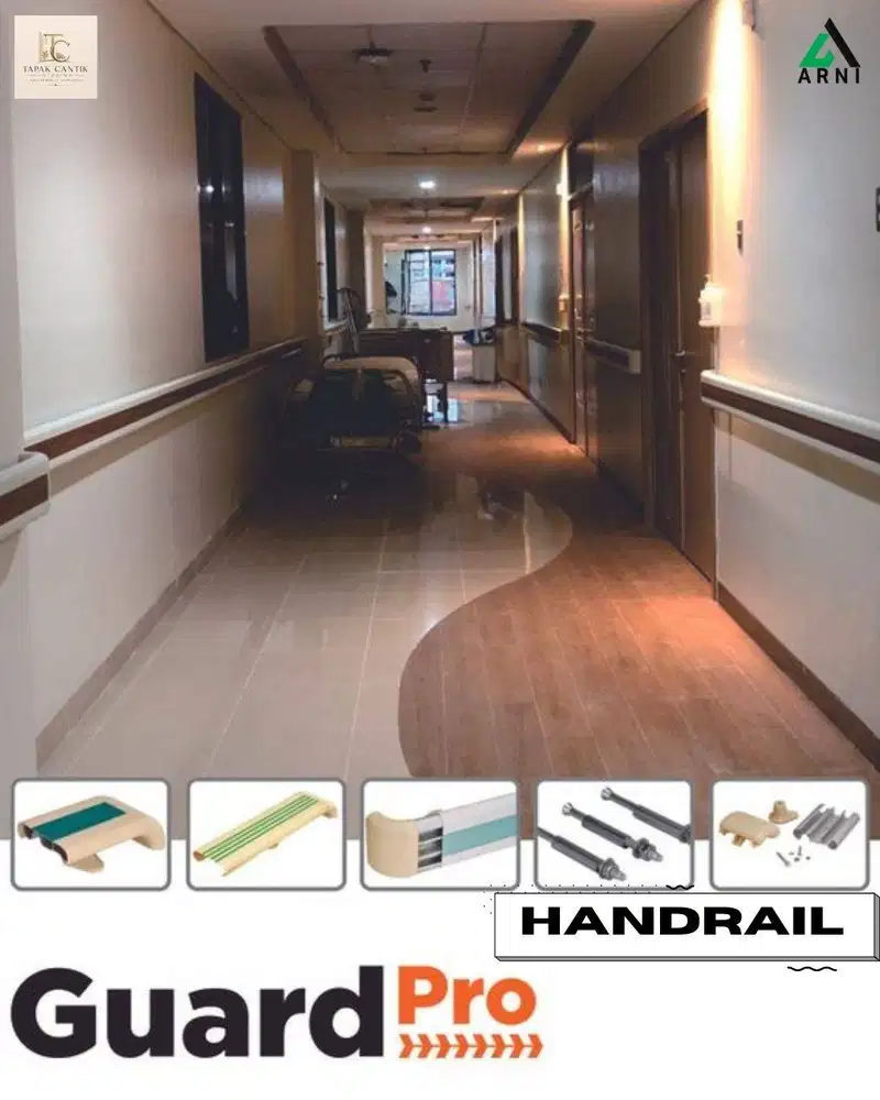 Handrail Guard Pro Rumah Sakit , mudah pasang , tahan lama