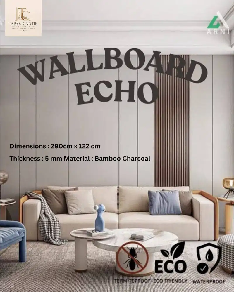 Wall board echo tebal 55mm mudah pasang , anti gores, tahan air