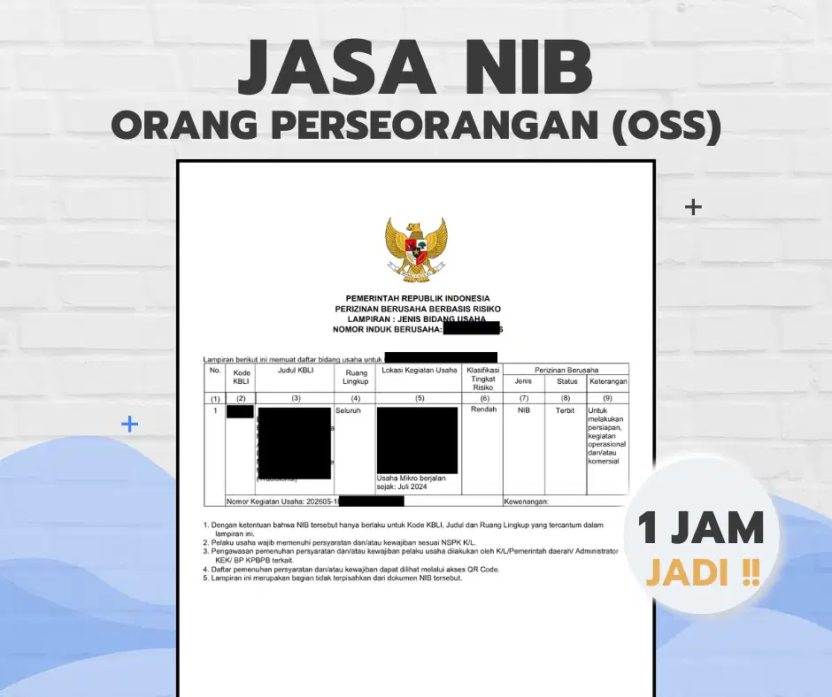 Jasa NIB & Pendirian PT Perorangan (1-3 Hari Kerja Jadi)