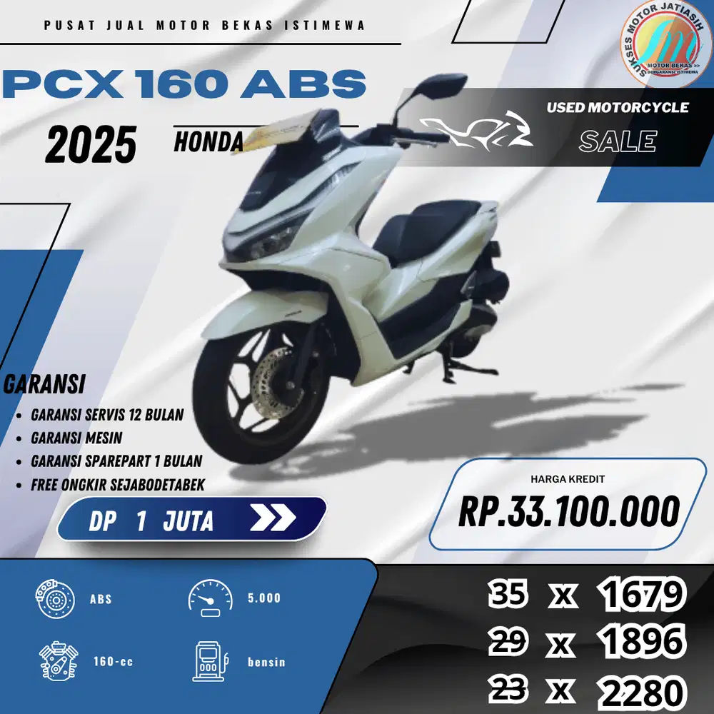 HONDA PCX 160 ABS 2025 DP &ANGSURAN TERMURAH SYRT KTP&KK(SUKSESMOTOR)