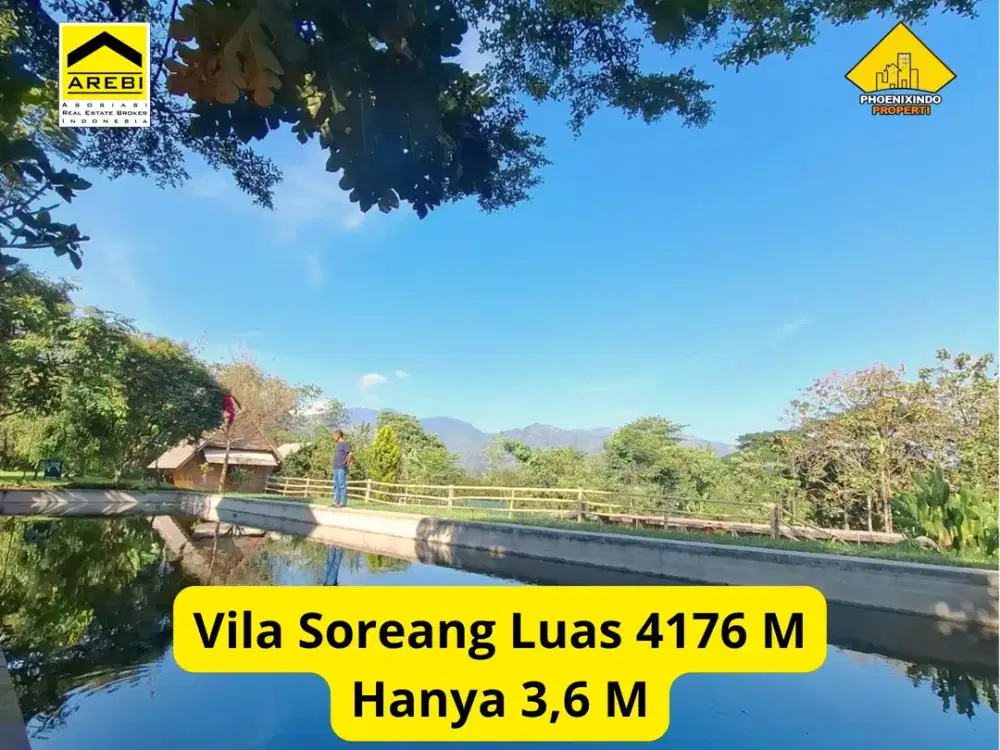 Villa Luas View Pegunungan di Soreang | LT 4.176 m² | Kolam Renang + Area Cafe | Rp 3,8 M