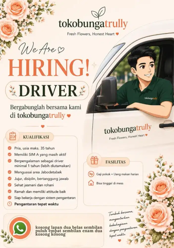 LOWONGAN KERJA DRIVER – TOKOBUNGATRULLY