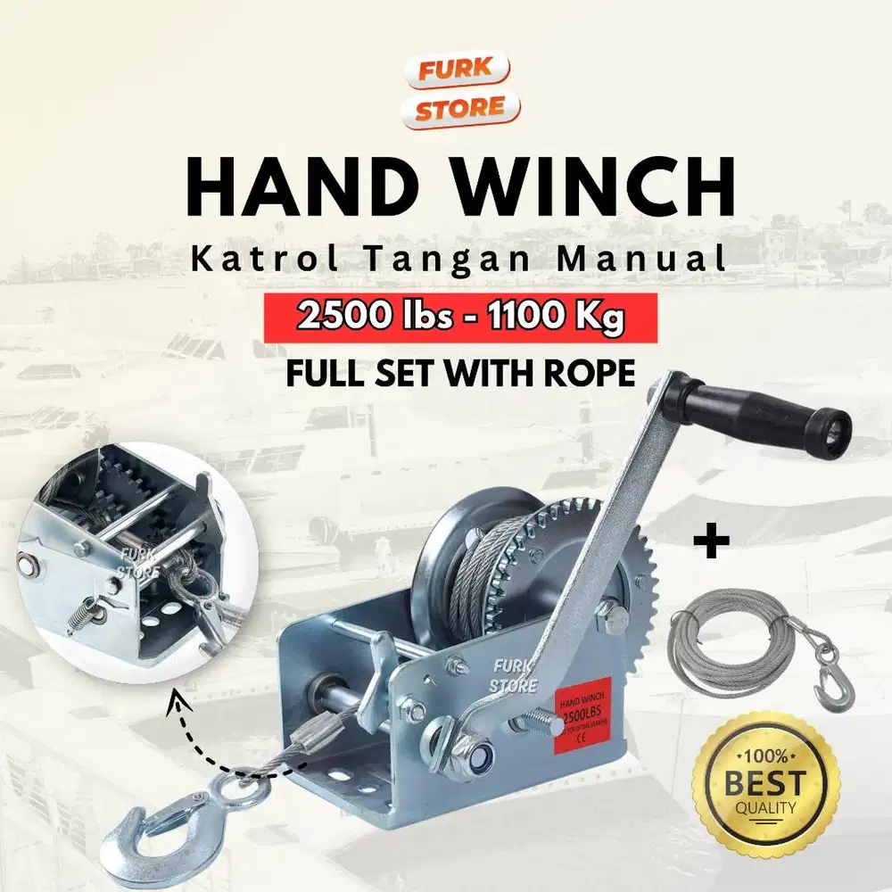 HWW03 Hand Winch 2500LBS + Wire Rope – Hand Winch Wire Rope | Katrol M