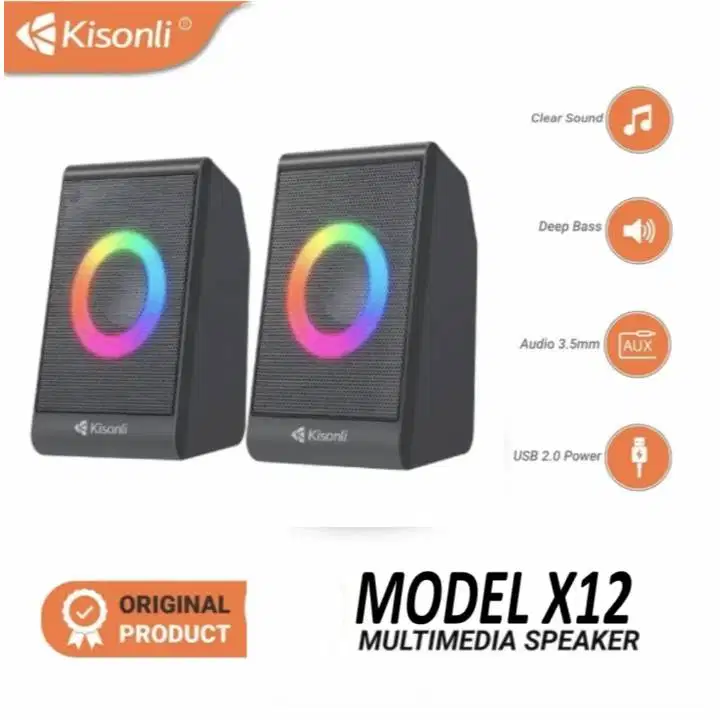 NEW- peaker Kisonli X12 Series Desktop RGB Light Extra Bass