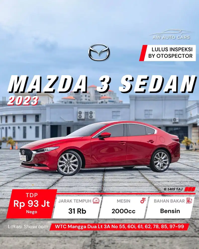 Mazda 3 Sedan NIK 2023 SkyactivG Skyactiv G non hatchback HB 2024
