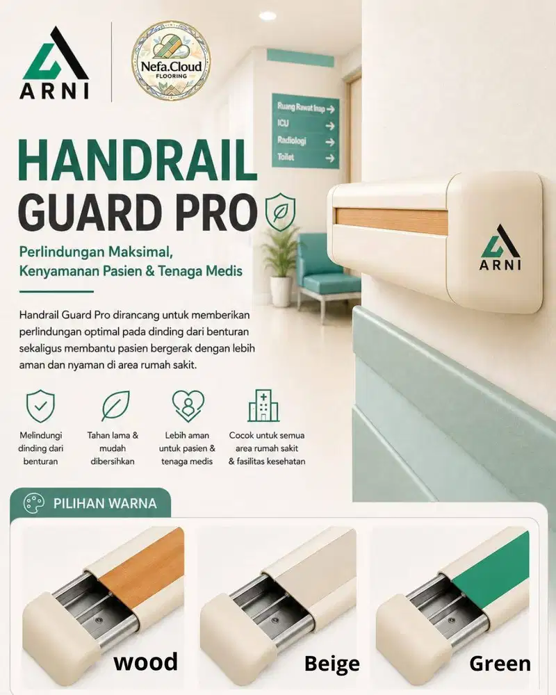 Handrail Guard Pro Rumah Sakit - Pelindung Dinding | PVC Anti Benturan